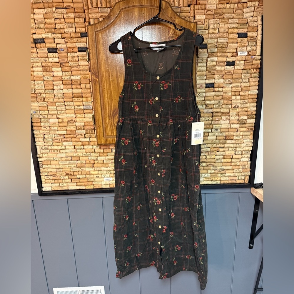 NWT Vintage 90’s Capacity Corded Floral cottage button maxi dress cotton sz M